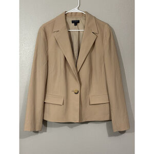 Classiques Entier Women Blazer Size 16 Yellow Wool 2 Buttons Lined Workwear